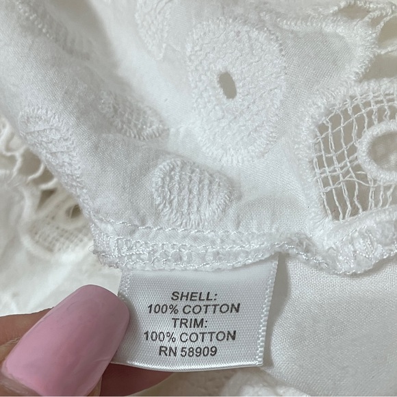 White Lace Embroidered Boho 3/4 Sleeves Top size M - Picture 5 of 5